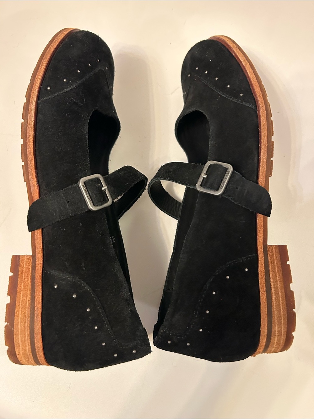 Kork-Ease Black Suede Mary Jane Loafers with Stud Detail - Picture 13 of 16